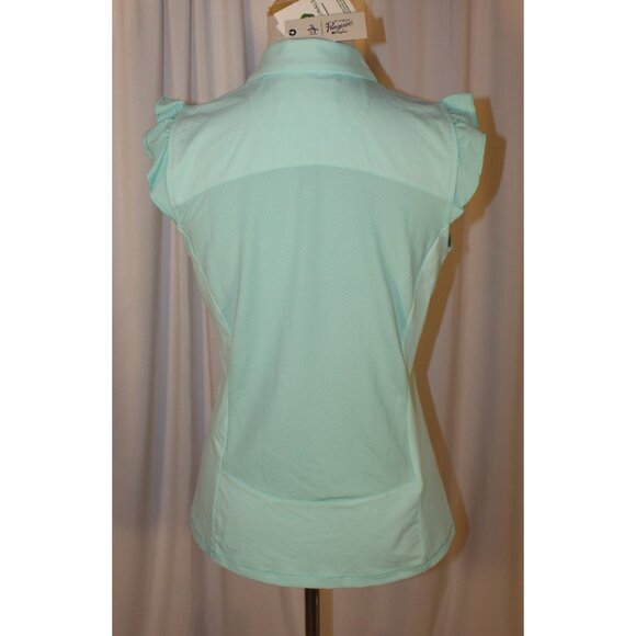 NEW Original Penguin Women's SMALL Ruffle Sleeveless Golf Polo Shirt MINT GREEN - Picture 4 of 4